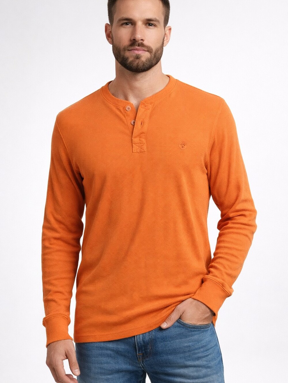 Timberland orange mens pullover sweater shirt with long sleeve